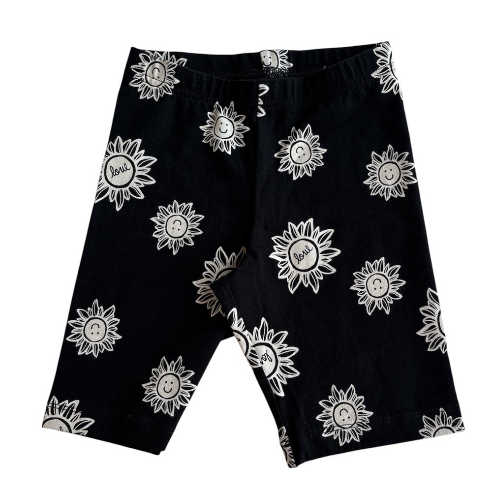 Old Navy Girl's Casual Black/White Happy Face Love Sunflower Print Shorts Size M